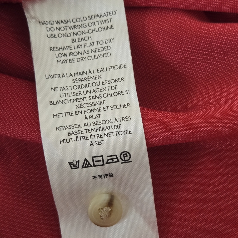 Anthropologie Pilcro Puff-Sleeved Velvet Buttondown Red‎ / Rouge  Size Medium MP - Picture 15 of 16